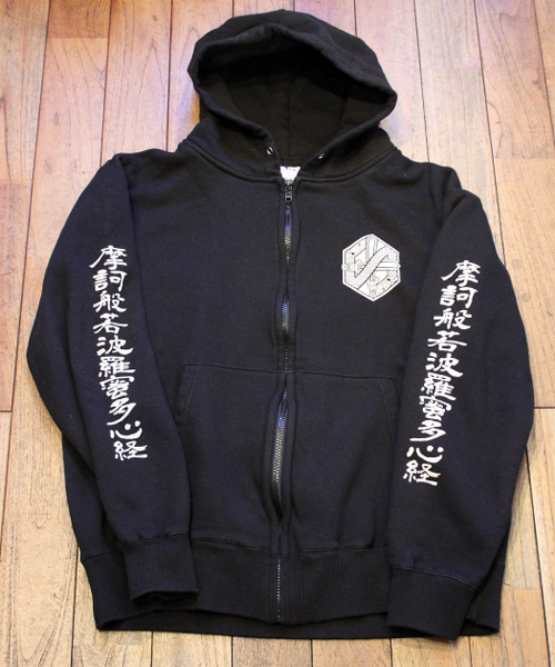 black means 般若心経　八咫烏パーカー 更新0401□blackmeans_般若心経 ZIP UP HOODY□受注会締め切り