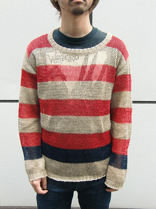 更新0419□【blackmeans】LINEN素材 KNIT BORDER SWEATER□販売告知 