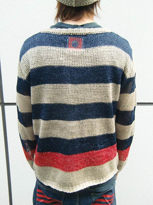 更新0419□【blackmeans】LINEN素材 KNIT BORDER SWEATER□販売告知 