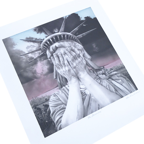 値下げ　Gee Vaucher「OH AMERICA」　額装済み 値下げ Gee Vaucher「OH AMERICA」 額装済み