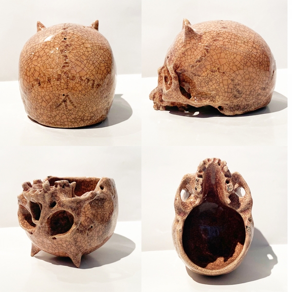 丸岡和吾 髑髏 鬼 ぐい呑 貫入 呪印 丸岡和吾 髑髏 鬼 ぐい呑 貫入 呪印