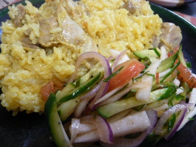 チキンビリヤニとカチュンバ