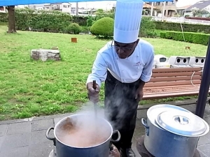 調理中