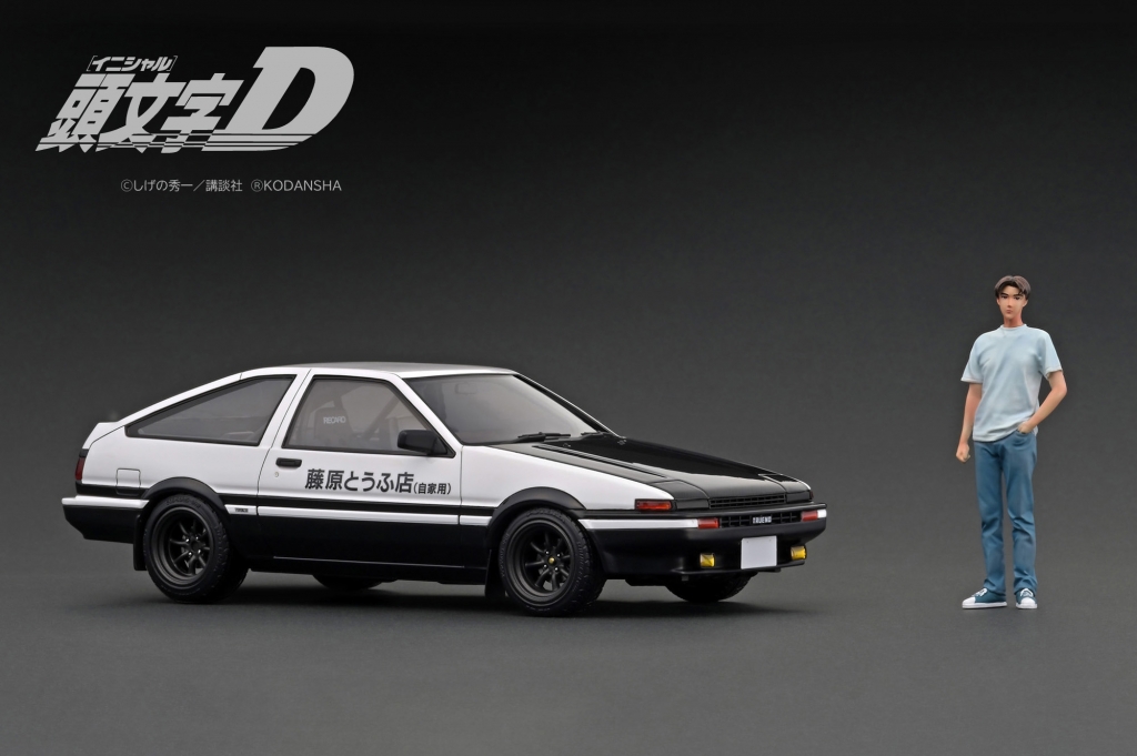 明日！1/18「拓海」フィギュア付 限定モデル：頭文字D「AE86 カーボン