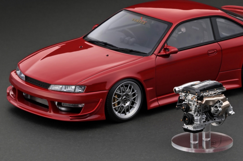 精巧なSR20DETエンジンもセット！」IGモデルからS14シルビア後期のT＆E