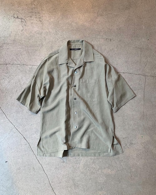 レーヨンリネンタンブラー ドロップショルダーオープンカラーシャツS/S