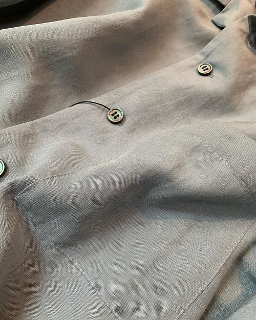 レーヨンリネンタンブラー ドロップショルダーオープンカラーシャツS/S