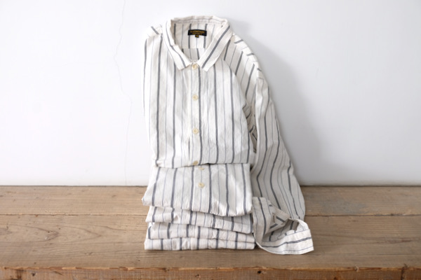 A Vontade Gardener Apron Shirts ストライプシャツ Gardener Apron Shirts LS -OC STRIPE- - Bricklayer *A vontade