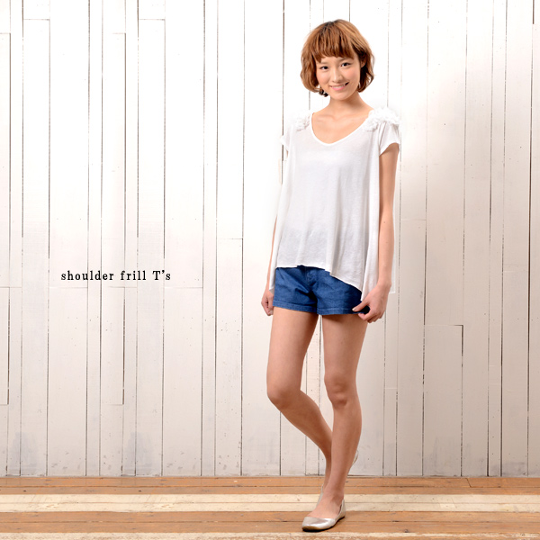 shoulder frill Ts¡¡¥Ç¥¶¥¤¥ó¥«¥Ã¥È¥½¡¼