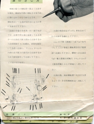 福助ミシン取扱説明書 油の差し方