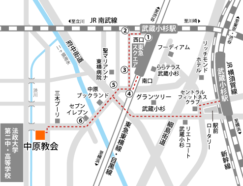 カトリック中原教会地図