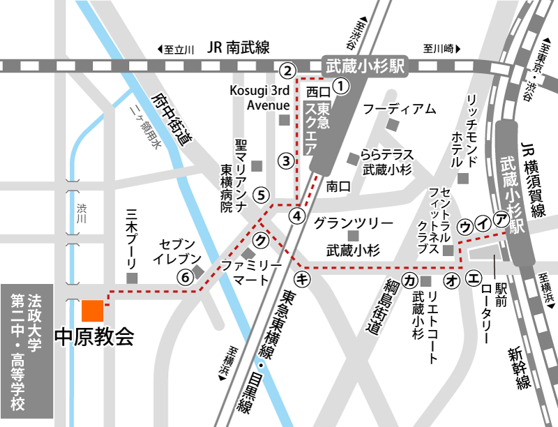 カトリック中原教会地図