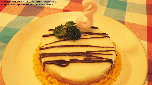 nachicco,ボストンテリア,ケーキ,誕生日
