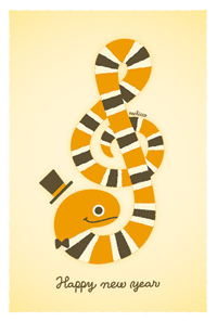 (c)nachicco, 年賀状, ポップ, 2013, 巳, 可愛い, シンプル