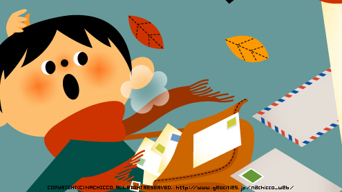 (c)nachicco, イラスト, こども, 秋, 紅葉