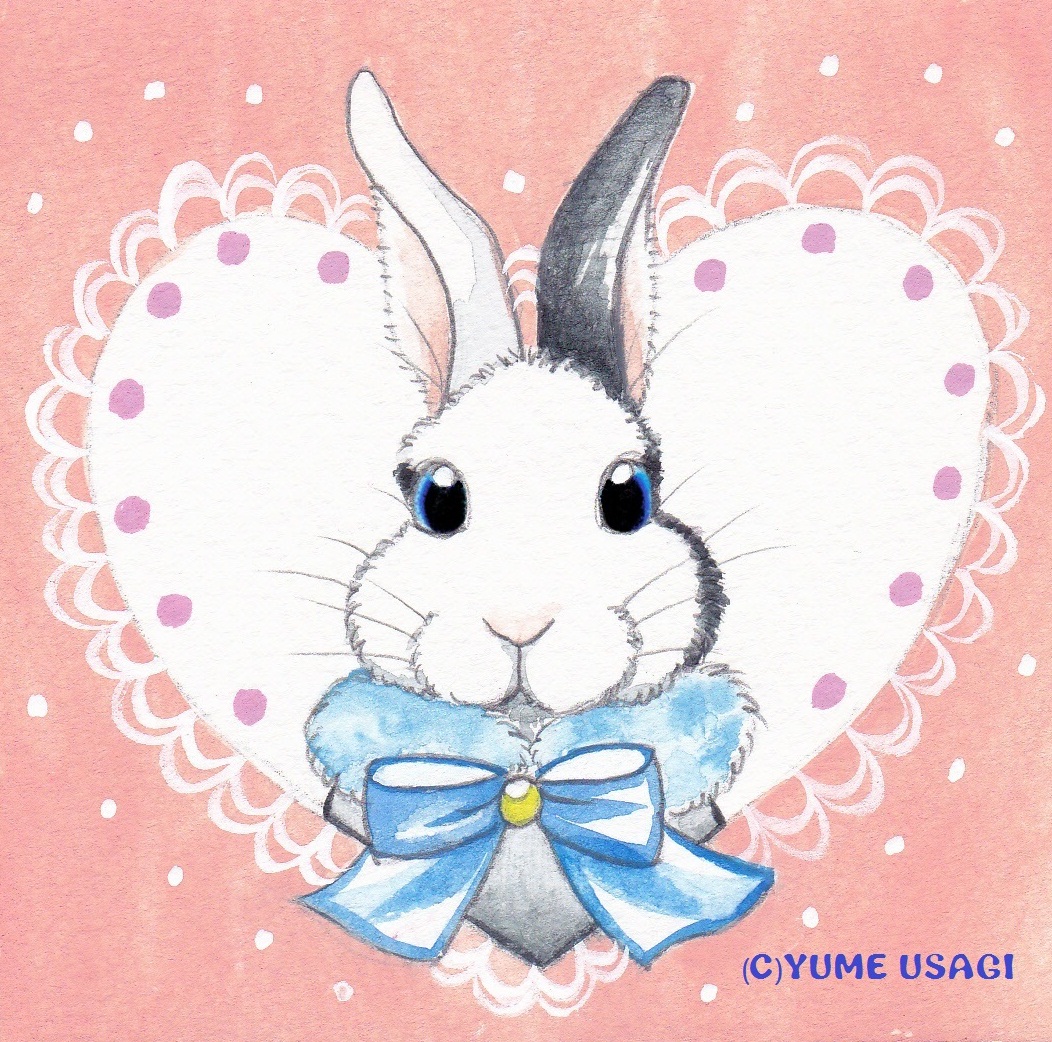 シーグラスアート「月のブランコ」ゆめ色うさぎ 手描きイラスト
