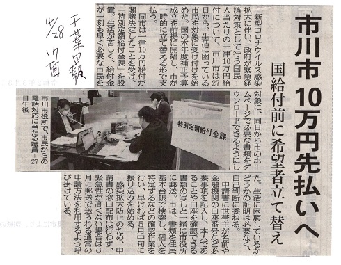 給付 コロナ 市 市川 金