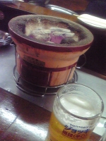 七輪とビール