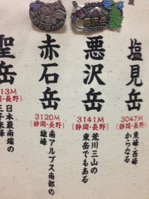 山バッジ:赤石岳&悪沢岳