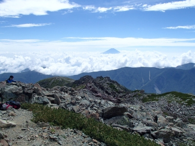 悪沢岳山頂からの富士山