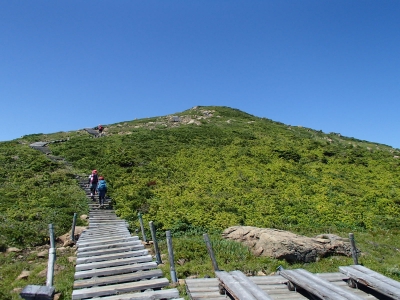山頂付近の木道