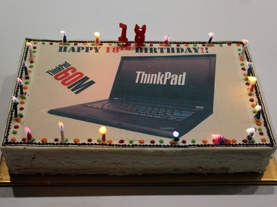 ThinkPadの誕生祝いのケーキ
