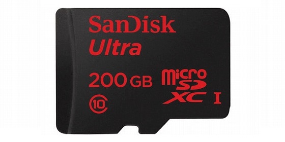 SanDiskの200GBのmicroSDカード(microSDXC)