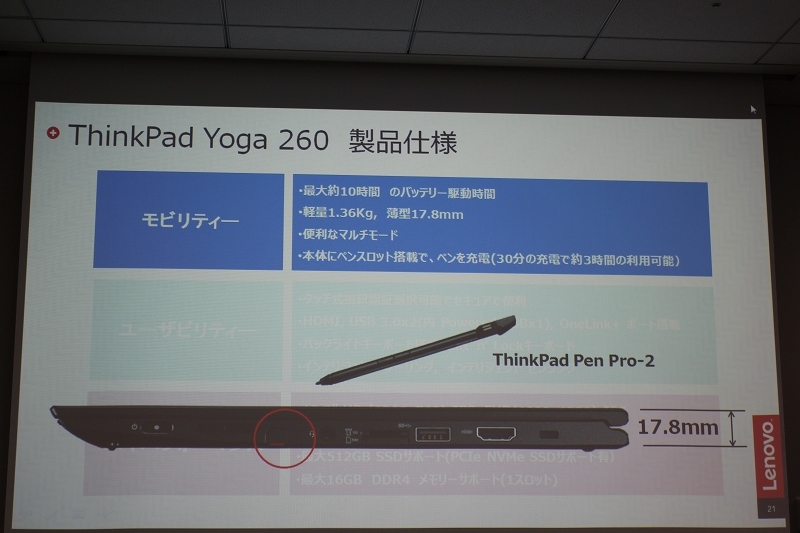 ThinkPad Yoga 260 モビリティー