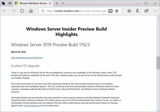 Windows Server 2019 Preview Build 17623