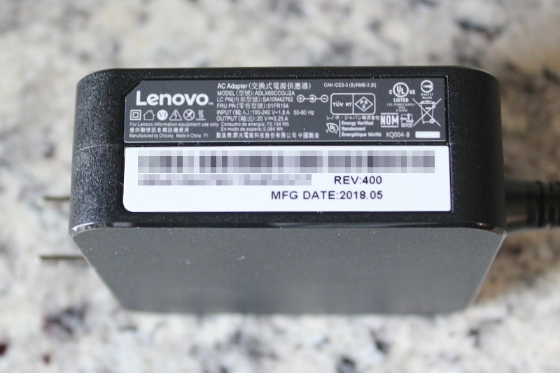 Lenovo ACアダプター ADLX65CCGU2Aのラベル