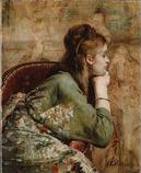 ¡ÖMeditation¡× 1872ǯ¡¡Museum of Fine Arts, Boston ½ê¢¡¡Ãåʪ»Ñ¤Î½÷À¡¢¼ê¤Ë¤Ï¥Ö¥ì¥¹¥ì¥Ã¥È