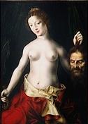 Judith brandissant la tête d'Holopherne qu'elle vient de décapiter Musée du Louvre