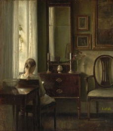 Interiør med ung pige der læser. (1903) SMK