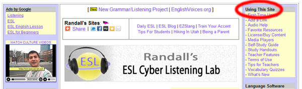 Randall's ESL Cyber Listening Labの説明画像