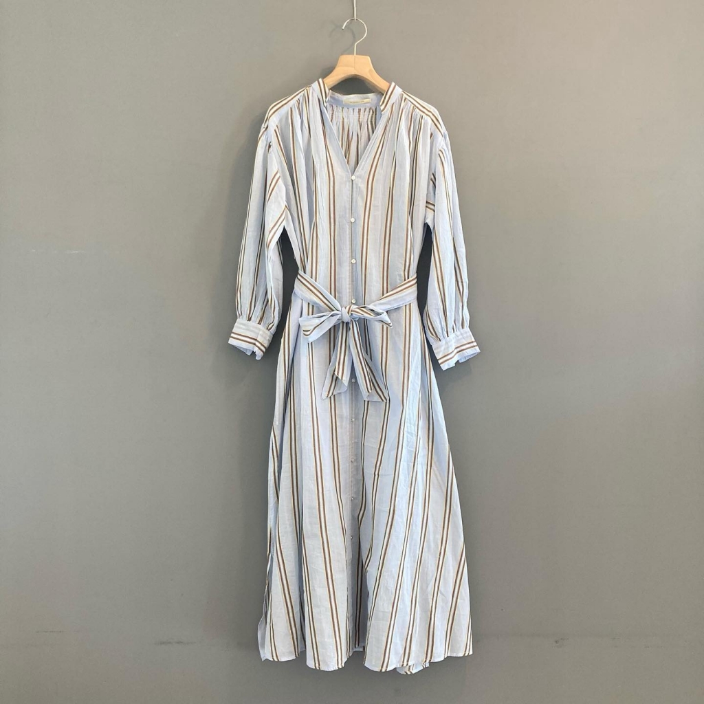 NEW IN】レディース ne Quittez pas コットンボイル ストライプガウン 