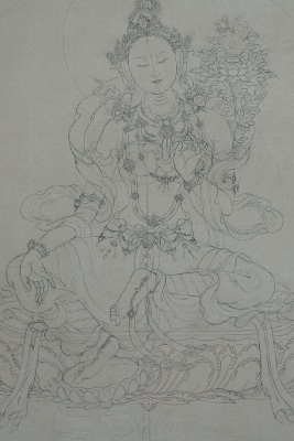 21 taras in process 2 drawing and composition thangka