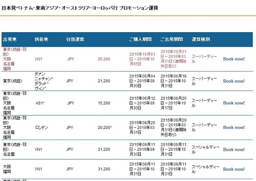 ベトナム航空プロモーション