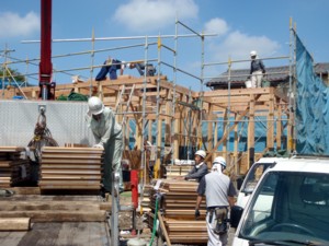 平屋建て住宅の上棟