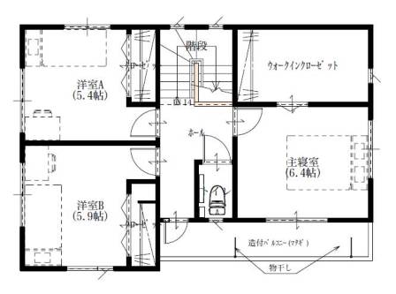 01シンプルモダン4LDKの家-2F平面図