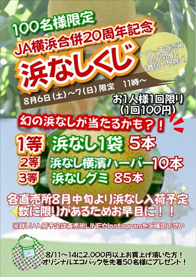 都筑区センター北のJA横浜で「浜なしくじ」を引いてきました！ 2等 