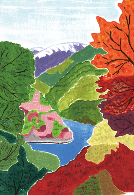 オリジナルイラスト 奥深い山の四季 風景 景色イラスト 本山浩子のイラストファイル News