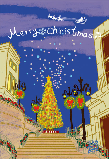 オリジナルイラスト クリスマスツリー 風景イラスト 景色イラスト 本山浩子のイラストファイル News