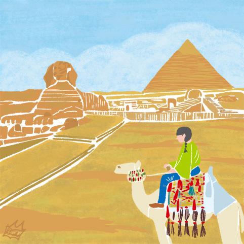 オリジナルイラスト エジプト ピラミッドとラクダ 風景イラスト 景色イラスト エジプトイラスト 本山浩子のイラストファイル News