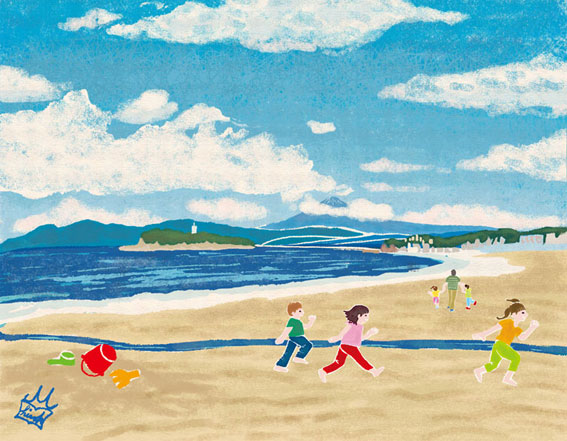 オリジナルイラスト 海 風景イラスト 景色イラスト ドラマのある風景 夏イラスト 海イラスト 本山浩子のイラストファイル News