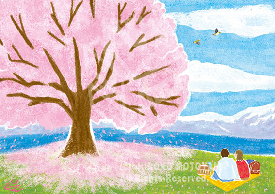 オリジナル作品 日本の春 桜と花見 風景,景色,桜,花見,春,カレンダー