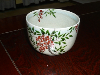 南天柄の抹茶茶碗
