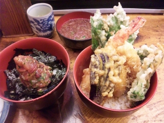 錦 鯵丼天丼セット