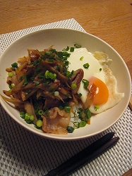 豚とごぼうのどんぶり