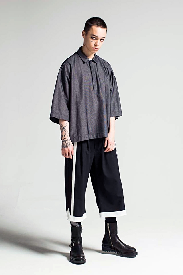 polo shirt and slacks