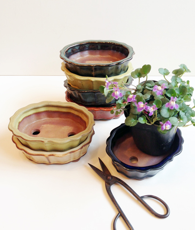 盆鉢、盆栽鉢、陶翠窯、輪花、北欧陶器